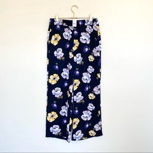 NWT LOFT Size S High Waisted Wide Leg Pants Navy Floral
